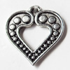 Pendant, Zinc Alloy Jewelry Findings, Heart, 17mm, Sold by Bag  