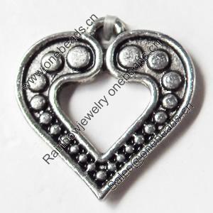 Pendant, Zinc Alloy Jewelry Findings, Heart, 17mm, Sold by Bag  
