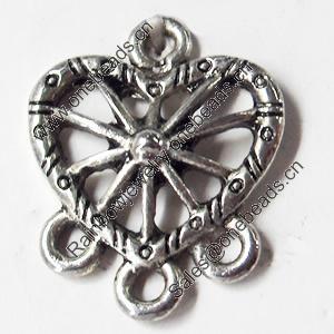 Pendant, Zinc Alloy Jewelry Findings, Heart, 15x19mm, Sold by Bag  