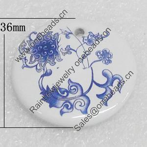 Ceramics Pendant, Flat Round 36mm, Sold by PC  