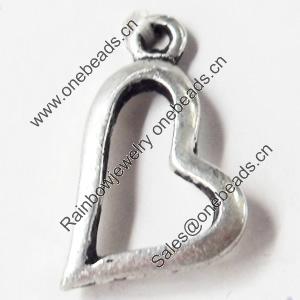 Pendant, Zinc Alloy Jewelry Findings, Heart, 11x20mm, Sold by Bag  