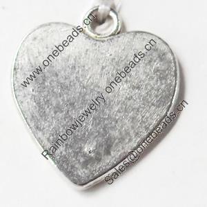 Pendant, Zinc Alloy Jewelry Findings, Heart, 14x17mm, Sold by Bag  