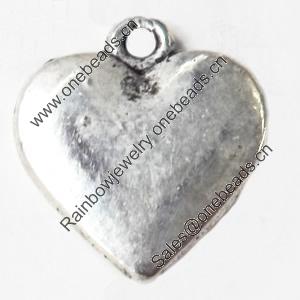 Pendant, Zinc Alloy Jewelry Findings, Heart, 14x16mm, Sold by Bag  