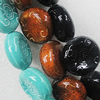 Ceramics Beads, Mix Color, Flat Round 24x10mm, Sold by Bag  