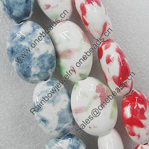 Ceramics Beads, Mix Color, Flat Oval 24x31mm, Sold by Bag  