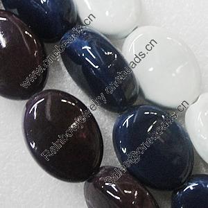Ceramics Beads, Mix Color, Flat Oval 24x31mm, Sold by Bag  