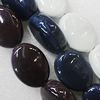 Ceramics Beads, Mix Color, Flat Oval 24x31mm, Sold by Bag  