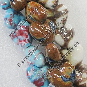 Ceramics Beads, Mix Color, Heart 20x17mm, Sold by Bag  