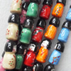 Ceramics Beads, Mix Color, Girl, 12x16mm Hole:3mm, Sold by Bag  