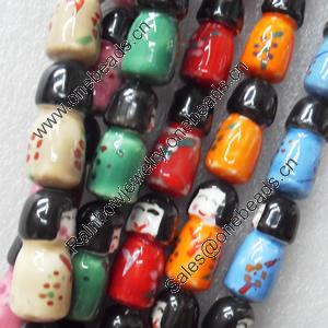 Ceramics Beads, Mix Color, Girl, 12x16mm Hole:3mm, Sold by Bag  