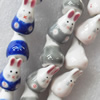 Ceramics Beads, Mix Color, Rabbit, 14x22mm Hole:3mm, Sold by Bag  