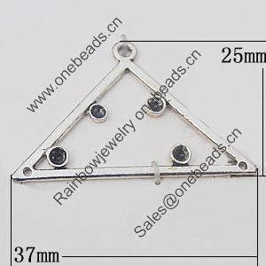 Pendant, Zinc Alloy Jewelry Findings, Triangle 37x25mm, Sold by Bag  