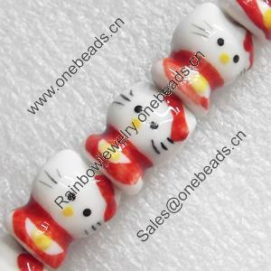 Ceramics Beads, Cat, 13x16mm Hole:2mm, Sold by Bag  
