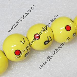 Ceramics Beads, Round, 15mm Hole:3mm, Sold by Bag  