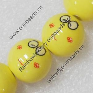 Ceramics Beads, Round, 15mm Hole:3mm, Sold by Bag  