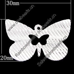 Iron Jewelry Finding Pendant Lead-free, Butterfly 30x20mm, Sold by bag  