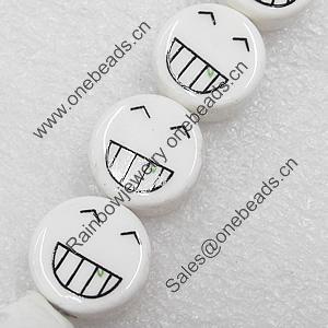 Ceramics Beads, Flat Round, 15x9mm Hole:3mm, Sold by Bag  
