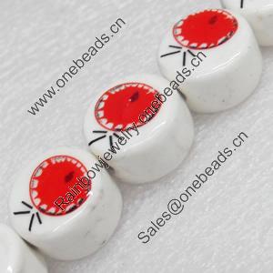 Ceramics Beads, Flat Round, 15x9mm Hole:3mm, Sold by Bag  