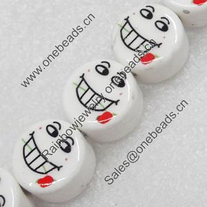 Ceramics Beads, Flat Round, 15x9mm Hole:3mm, Sold by Bag  