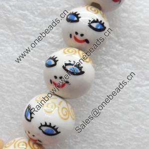 Ceramics Beads, Round, 14mm Hole:3mm, Sold by Bag  