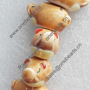Ceramics Beads, Pig, 13x25mm Hole:2mm, Sold by Bag  
