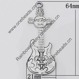 Pendant, Zinc Alloy Jewelry Findings, Quitar 21x64mm, Sold by Bag  
