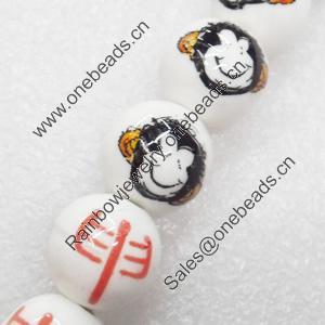 Ceramics Beads, Round, 14mm Hole:2mm, Sold by Bag  