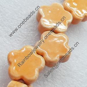 Ceramics Beads, Flower, 22x10mm Hole:3mm, Sold by Bag  