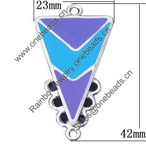 Zinc Alloy Enamel Connectors, Triangle 23x42mm, Sold by Bag  