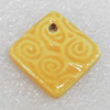 Ceramics Pendants, Diamond, 25mm, Hole:2mm, Sold by PC  