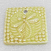 Ceramics Pendants, Square, 39mm Hole:3mm, Sold by PC  