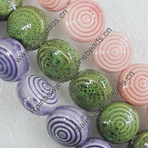 Ceramics Beads, Mix Color, Flat Round 20mm, Sold by Bag  