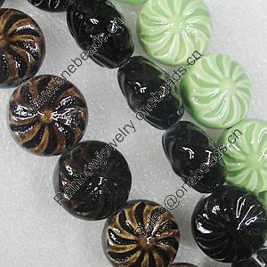 Ceramics Beads, Mix Color, Flat Round 21mm, Sold by Bag  