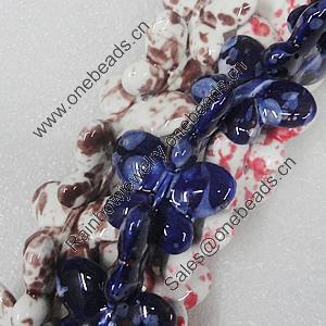 Ceramics Beads, Mix Color, Butterfly 24x31mm, Sold by Bag  