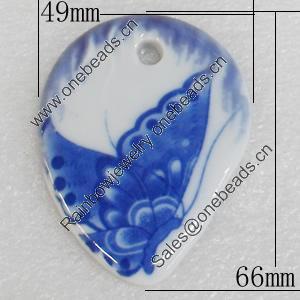 Ceramics Pendants, 49x66mm Hole:5mm, Sold by PC  