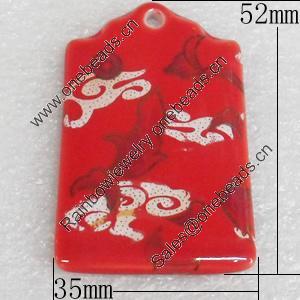 Ceramics Pendants, 35x52mm Hole:3mm, Sold by PC  