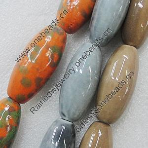 Ceramics Beads, Mix Color, Oval 20x44mm, Sold by Bag  
