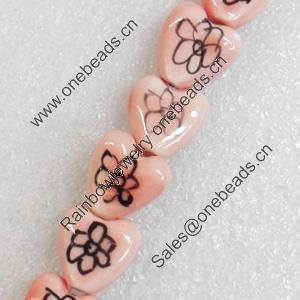 Ceramics Beads, Heart, 15mm Hole:3mm, Sold by PC  