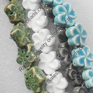 Ceramics Beads, Mix Color, Flower 19mm, Sold by Bag  