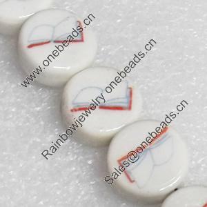 Ceramics Beads, Flat Round, 16x8mm Hole:3mm, Sold by PC  