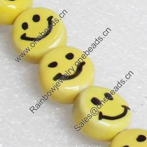 Ceramics Beads, Flat Round, 14x8mm Hole:1.5mm, Sold by PC  