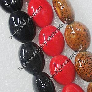 Ceramics Beads, Mix Color, Flat Oval 13x16mm, Sold by Bag  