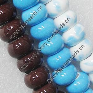 Ceramics Beads, Mix Color, Rondelle 15x9mm, Sold by Bag  