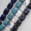 Ceramics Beads, Mix Color, Drum 10x13mm, Sold by Bag  
