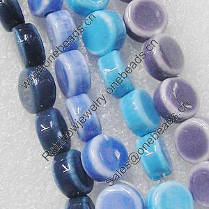 Ceramics Beads, Mix Color, Flat Round 11mm, Sold by Bag  