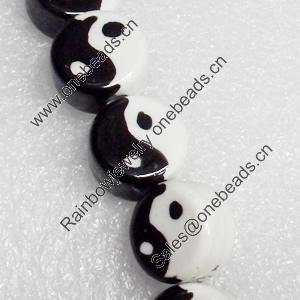 Ceramics Beads, Flat Round, 16x8mm Hole:2mm, Sold by PC  