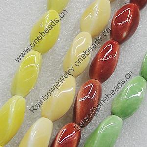 Ceramics Beads, Mix Color, Twist Oval 11x22mm, Sold by Bag  