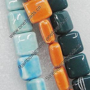 Ceramics Beads, Mix Color, Square 14mm, Sold by Bag  
