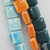 Ceramics Beads, Mix Color, Square 14mm, Sold by Bag  