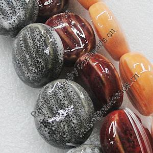 Ceramics Beads, Mix Color, Flat Round 21x23mm, Sold by Bag  